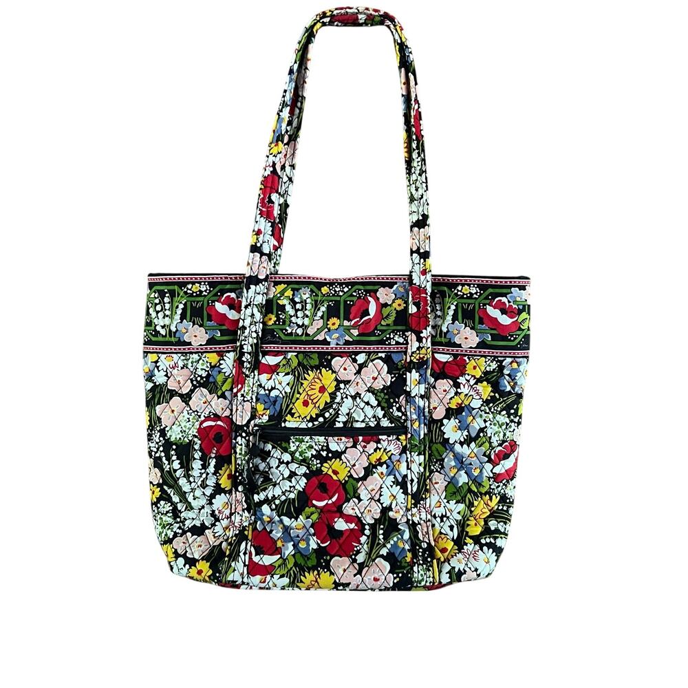 Vintage VERA BRADLEY "Poppy Fields" Bag Black/Red/Yellow/White14" x 17" - Picture 2 of 12